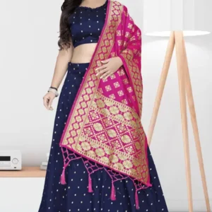 Purple Colored with Pink Dupatta Aagam Ensemble Women Lehenga